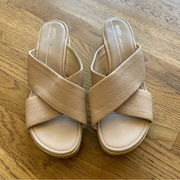 ECCO Touch Plateau Platform Criss Cross Slide Sandals Womens Sz 8 - Picture 2 of 11